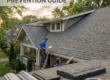 Contractors inspecting and reinforcing a residential roof as part of storm damage roof protection in Delmar DE, preparing shingles and flashing to prevent weather-related damage.