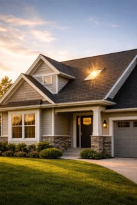 Well-maintained Delmar, DE home with a professionally installed roof, showcasing the craftsmanship of a trusted roofing contractor focused on durability and home wellness.