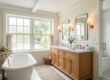 Full bathroom renovation in Chester County PA Colonial home with soaking tub and double vanity