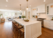 Open concept kitchen renovation in a Chester County PA Colonial home with white shaker cabinets and large island