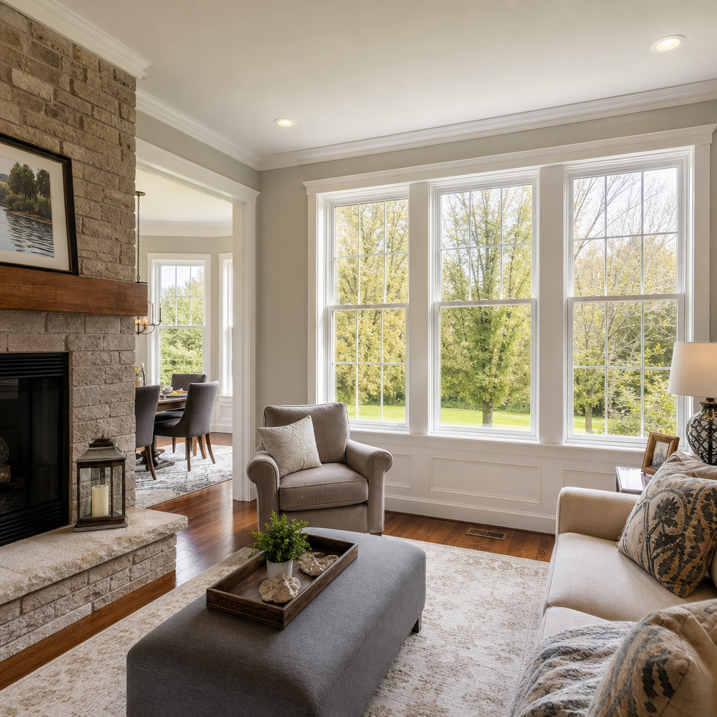 New replacement windows interior Chester County PA home with bright natural light