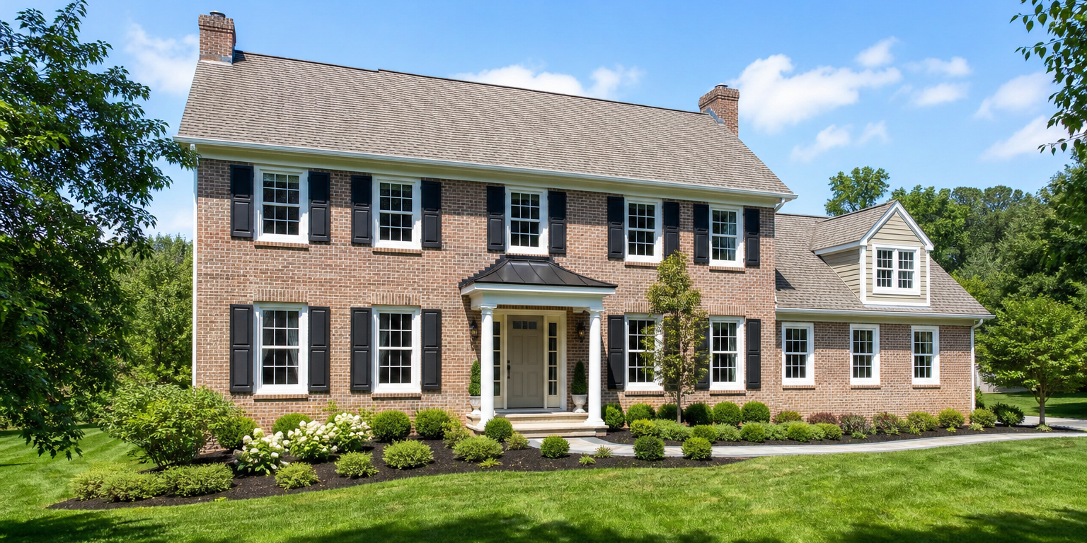window-replacement-chester-county-pa-featured-1 Window replacement Chester County PA — colonial home exterior with newly installed windows