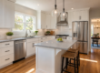 Kitchen remodel timeline Chester County PA — finished kitchen renovation with white cabinets and quartz countertops
