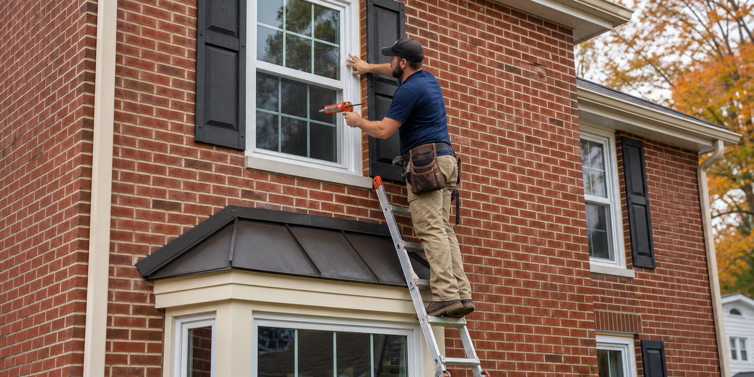 Window Replacement Chester County PA Featured contractor performing window replacement on a brick home in Chester County PA